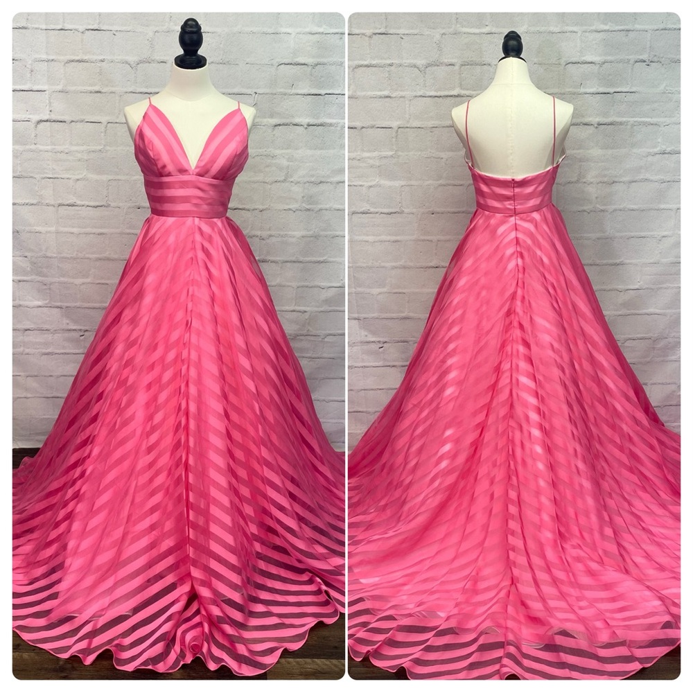 Sherri Hill Pink Striped Prom Dress